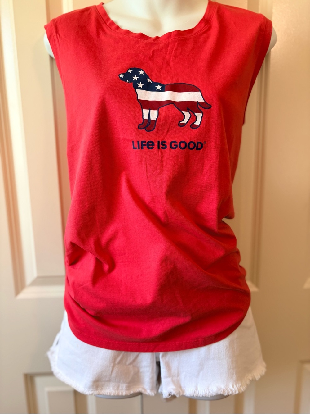 Life Is Good doggie, Logo Crew Tee, size XL